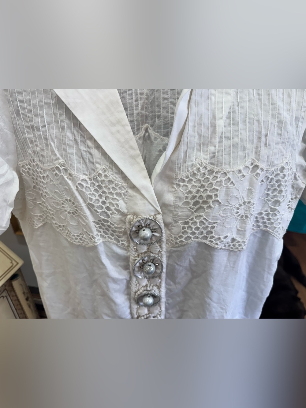 Gorgeous embellished White cotton cottagecore fairy summer dress. S/M